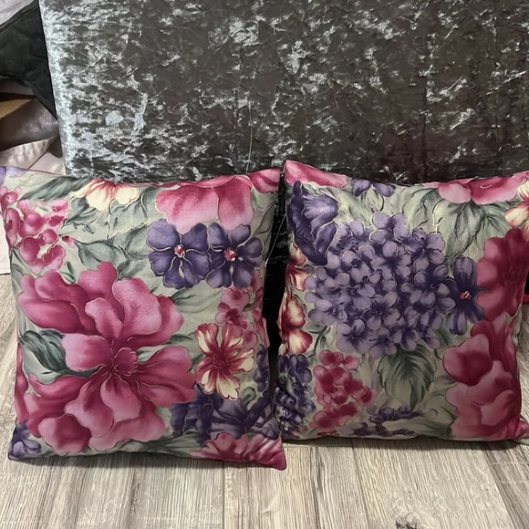 Vintage pillows bows floral pink green purple gold  rare retro ribbon tie up - Picture 2 of 8